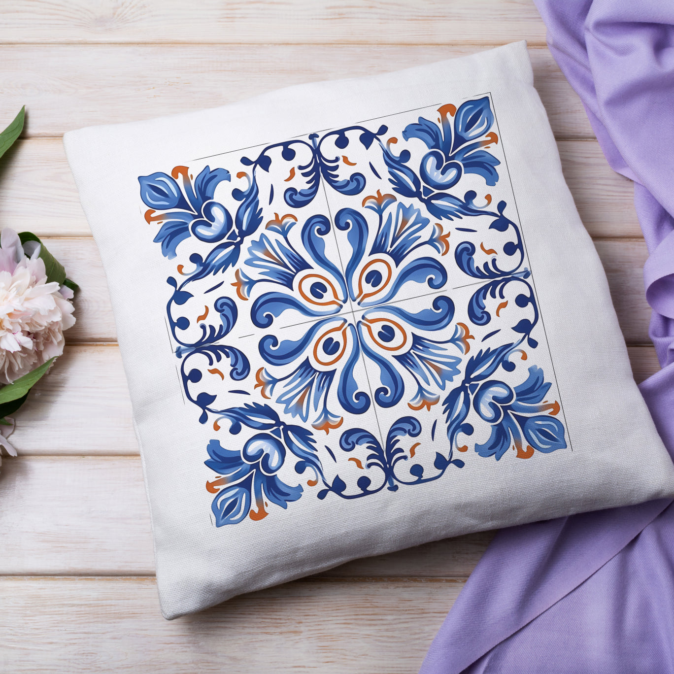 Elegant Portuguese Tile Design Pillow - Bring the Beauty of Portugal Home