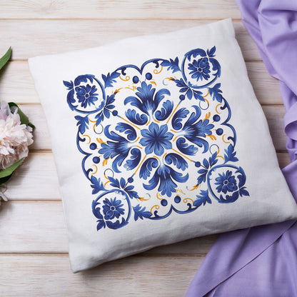 Portuguese Tile Inspired Decorative Pillow - Bring Portuguese Charm Home