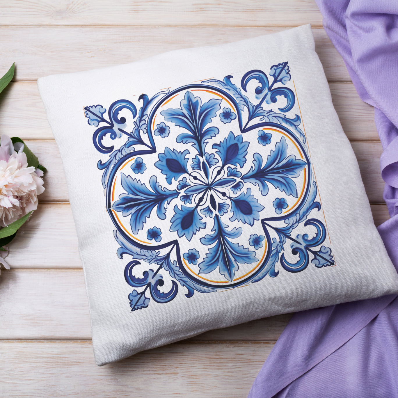 Portuguese Tile Pattern Pillow - Infuse Your Home with Timeless Elegance