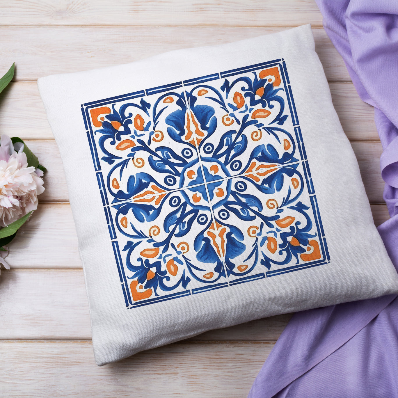 Traditional Portuguese Tile Inspired Pillow - Bring Portugal Home