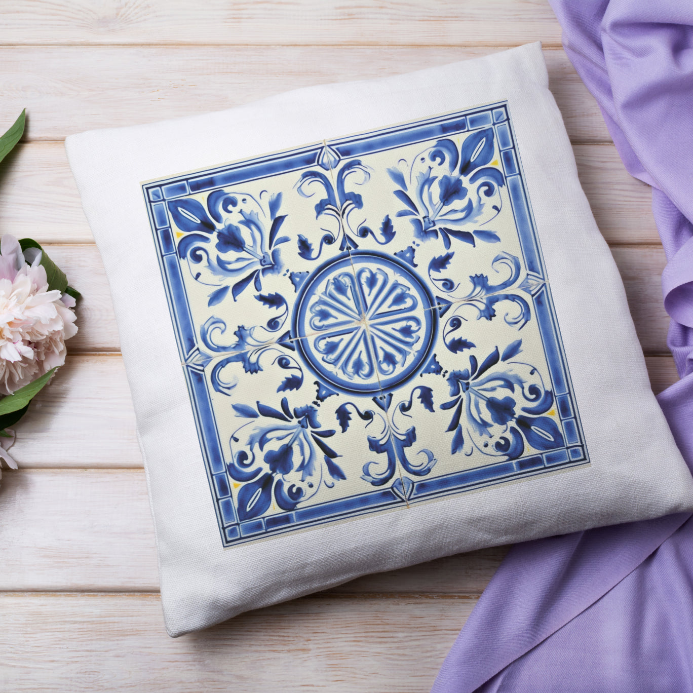 Portuguese Blue Tile Decorative Pillow - Embrace Portuguese Elegance