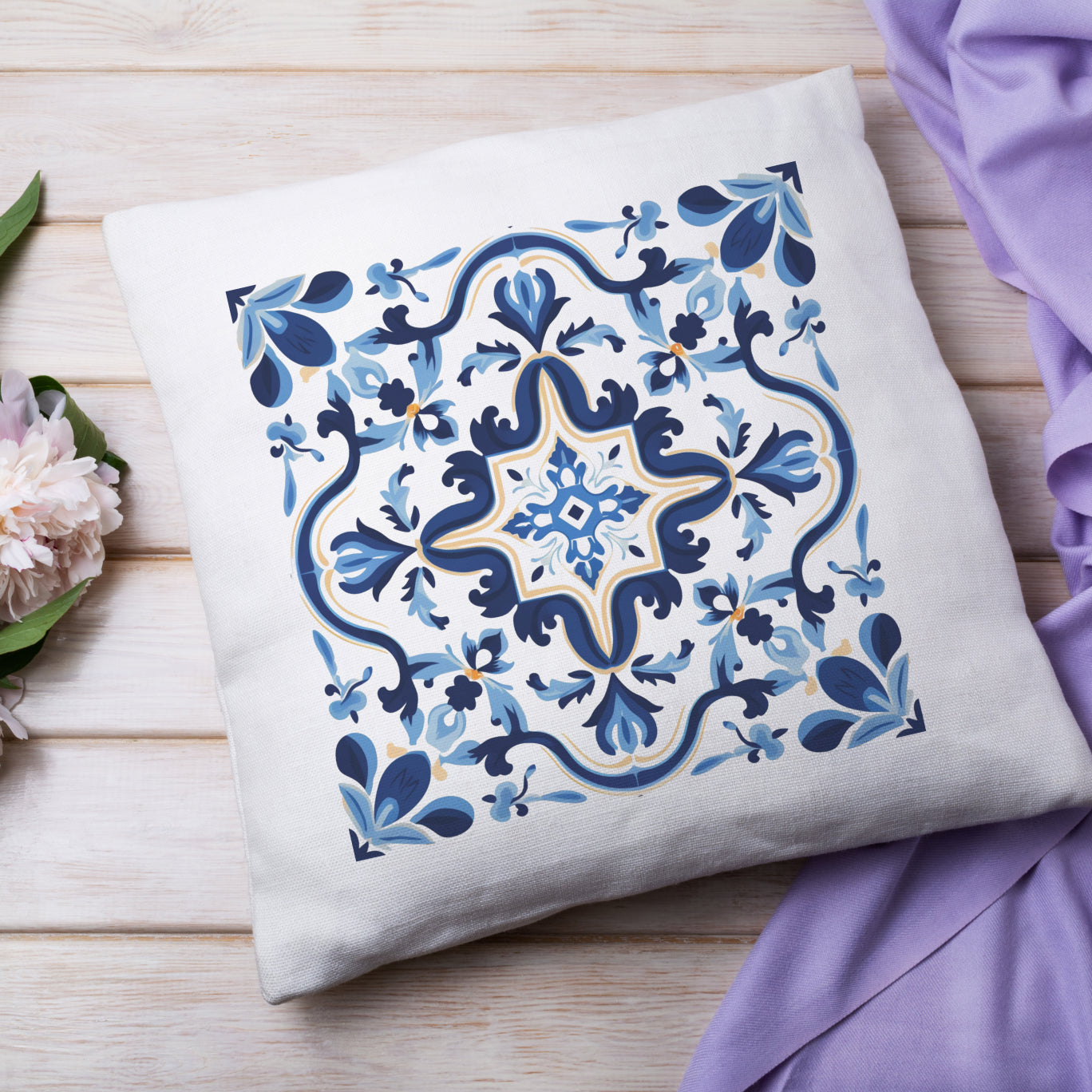 Classic Tile Pattern Pillow - Add a Touch of Portugal to Your Home