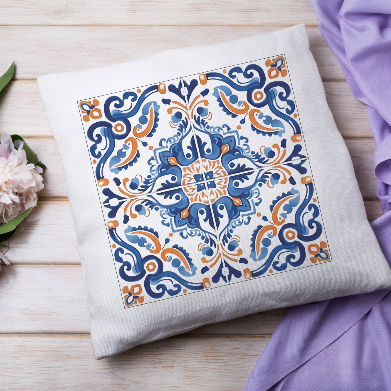 Elegant Portuguese Tile Design Pillow - Bring the Beauty of Portugal Home