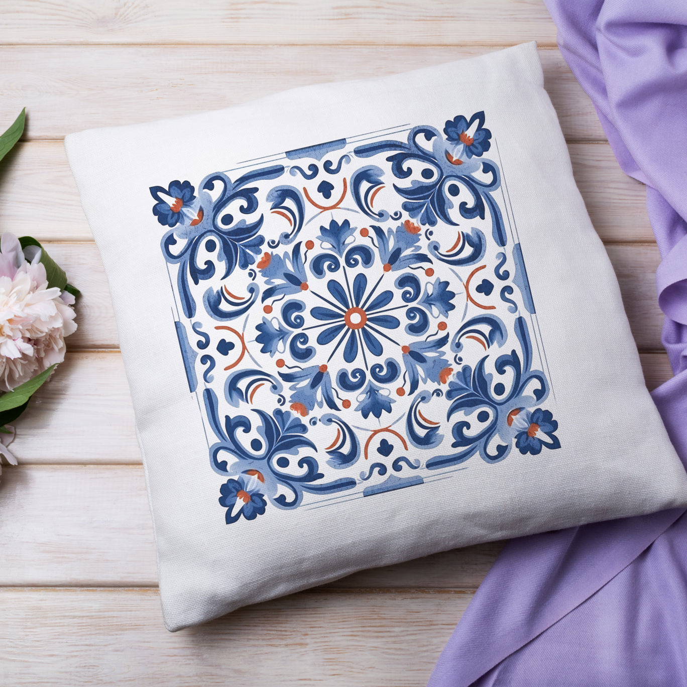 Elegant Tile Pattern Pillow - Portuguese Heritage for Your Home