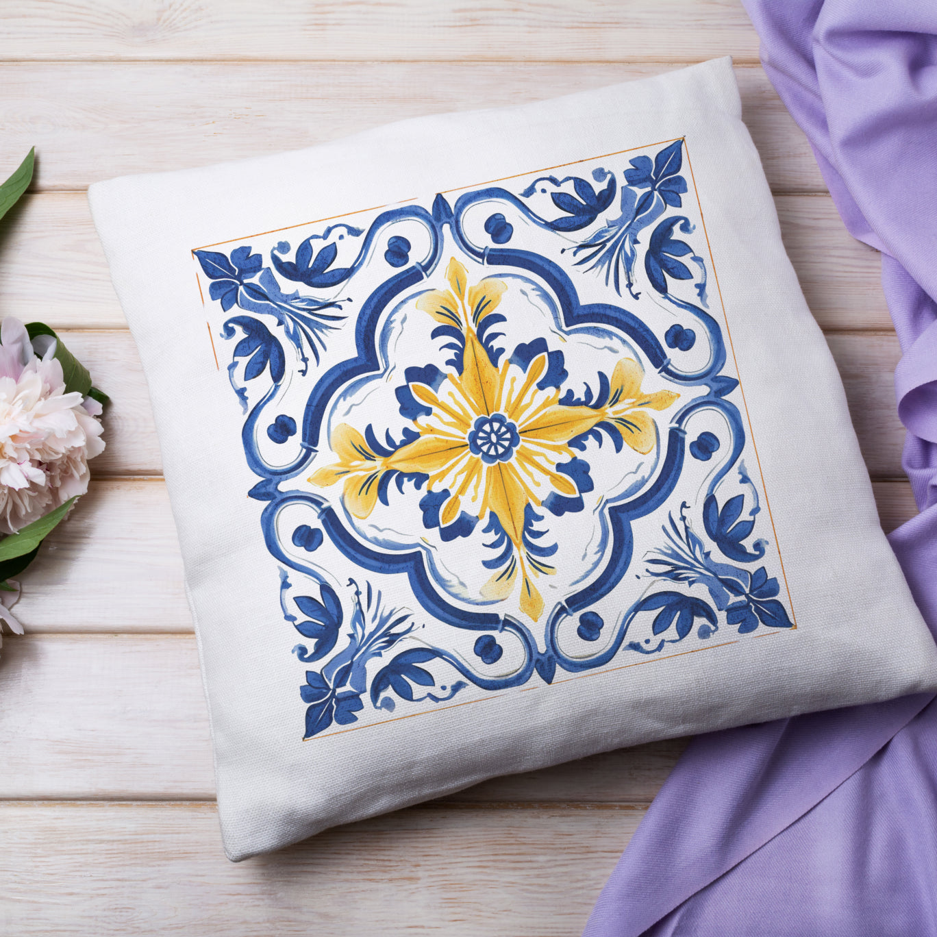 Portuguese Tile Pattern Accent Pillow - Bring the Essence of Portugal Home