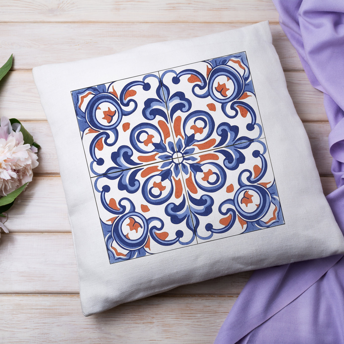 Traditional Portuguese Tile Inspired Pillow - Bring Portugal Home