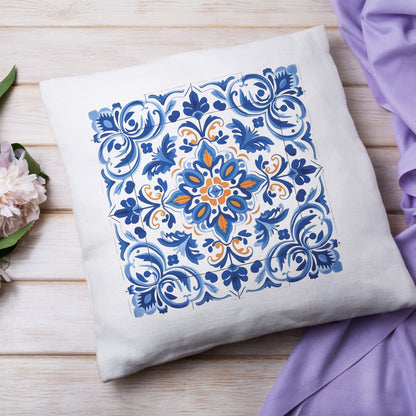 Authentic Portuguese Tile Pattern Pillow - Infuse Your Home with Elegance