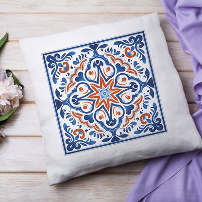 Classic Portuguese Tile Pattern Pillow - Infuse Elegance into Your Home