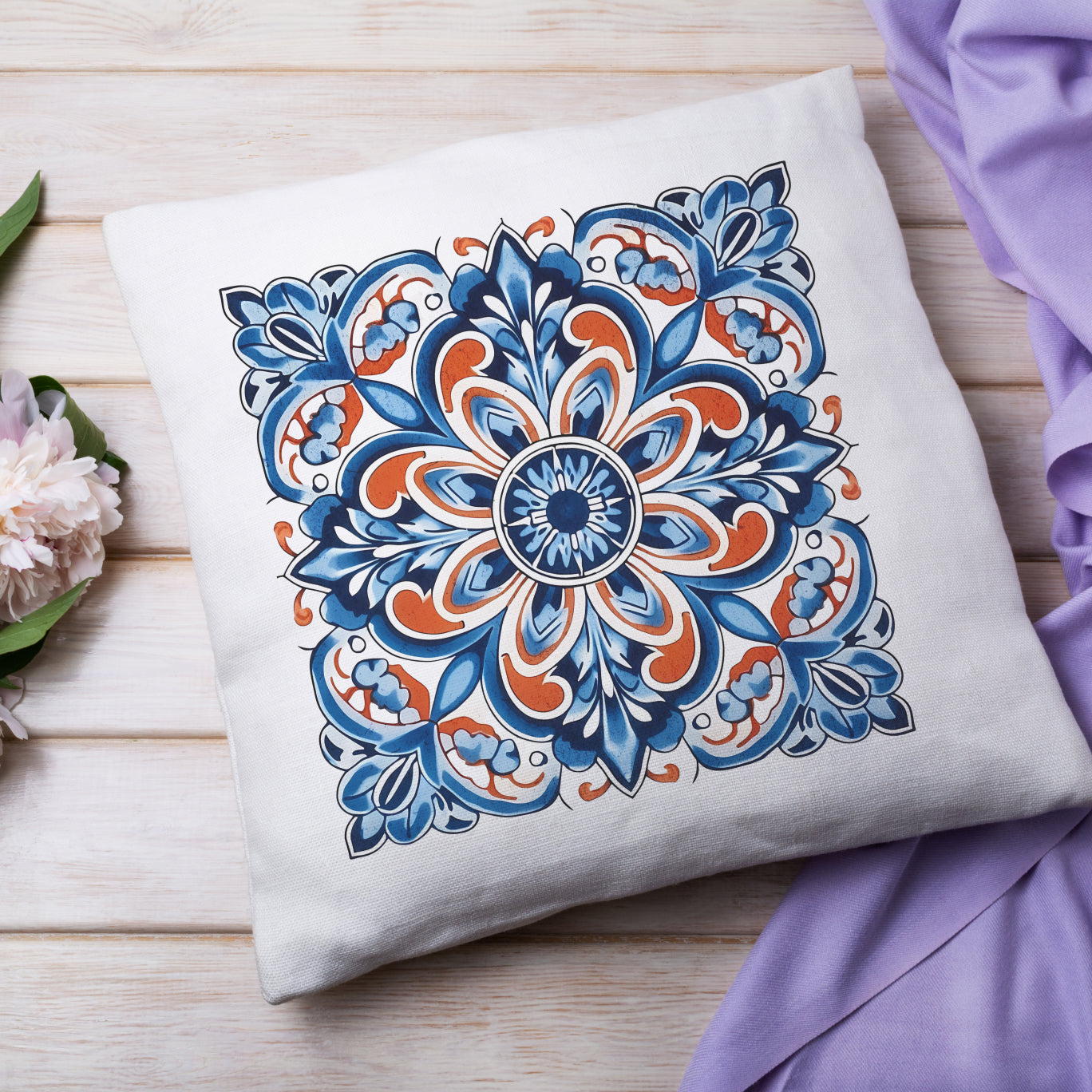 Authentic Tile Pattern Pillow - Bring Portugal's Charm to Your Home