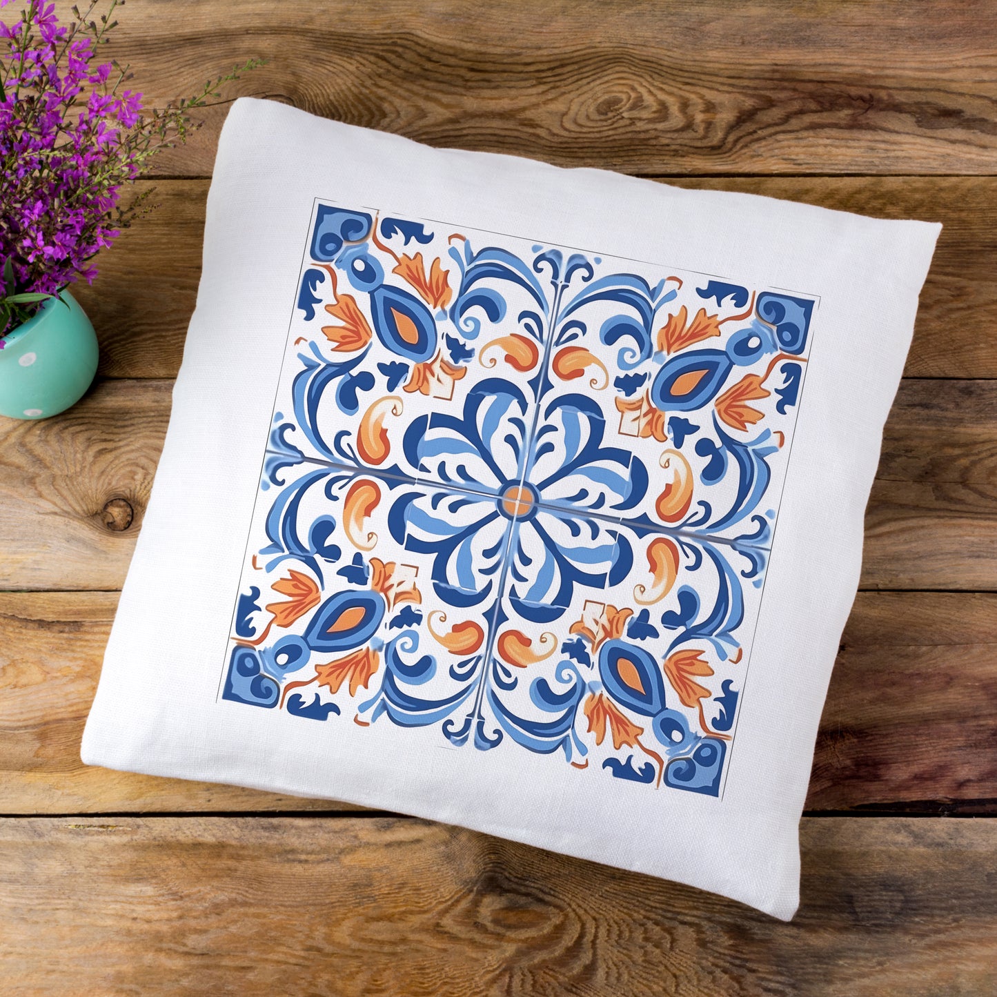 Traditional Portuguese Tile Inspired Pillow - Bring Portugal Home