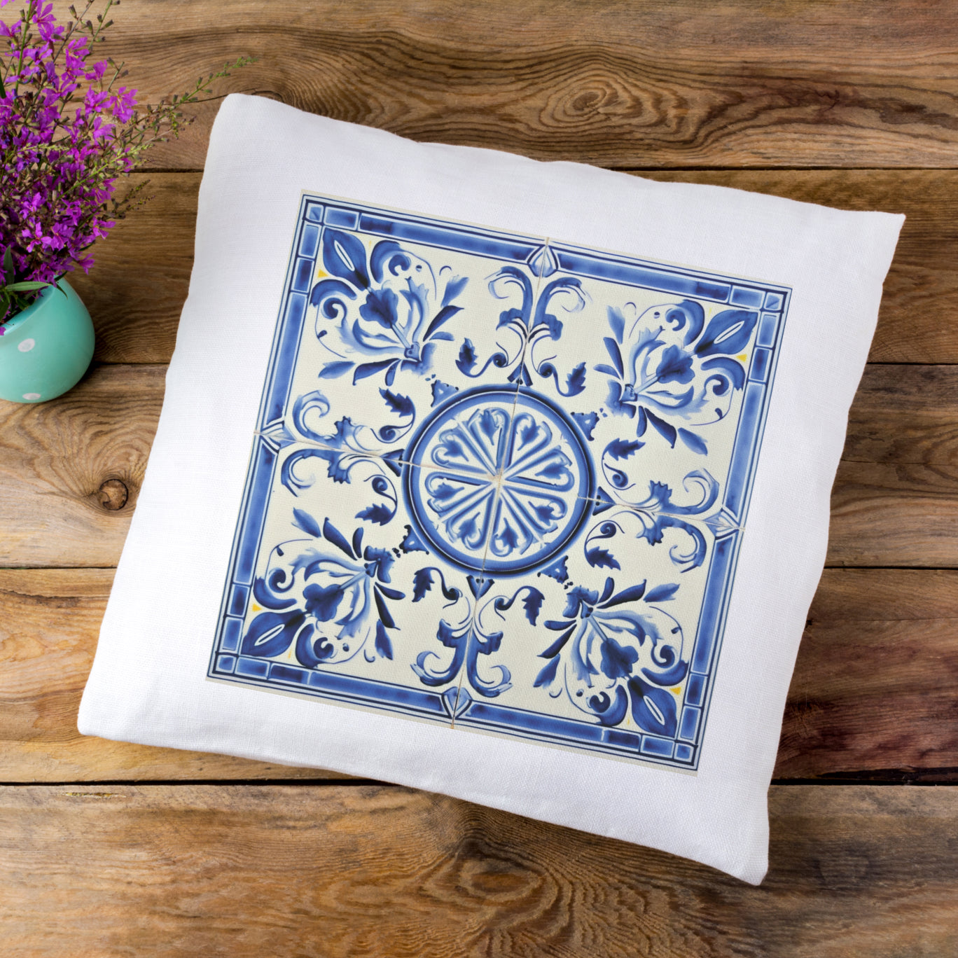 Portuguese Blue Tile Decorative Pillow - Embrace Portuguese Elegance