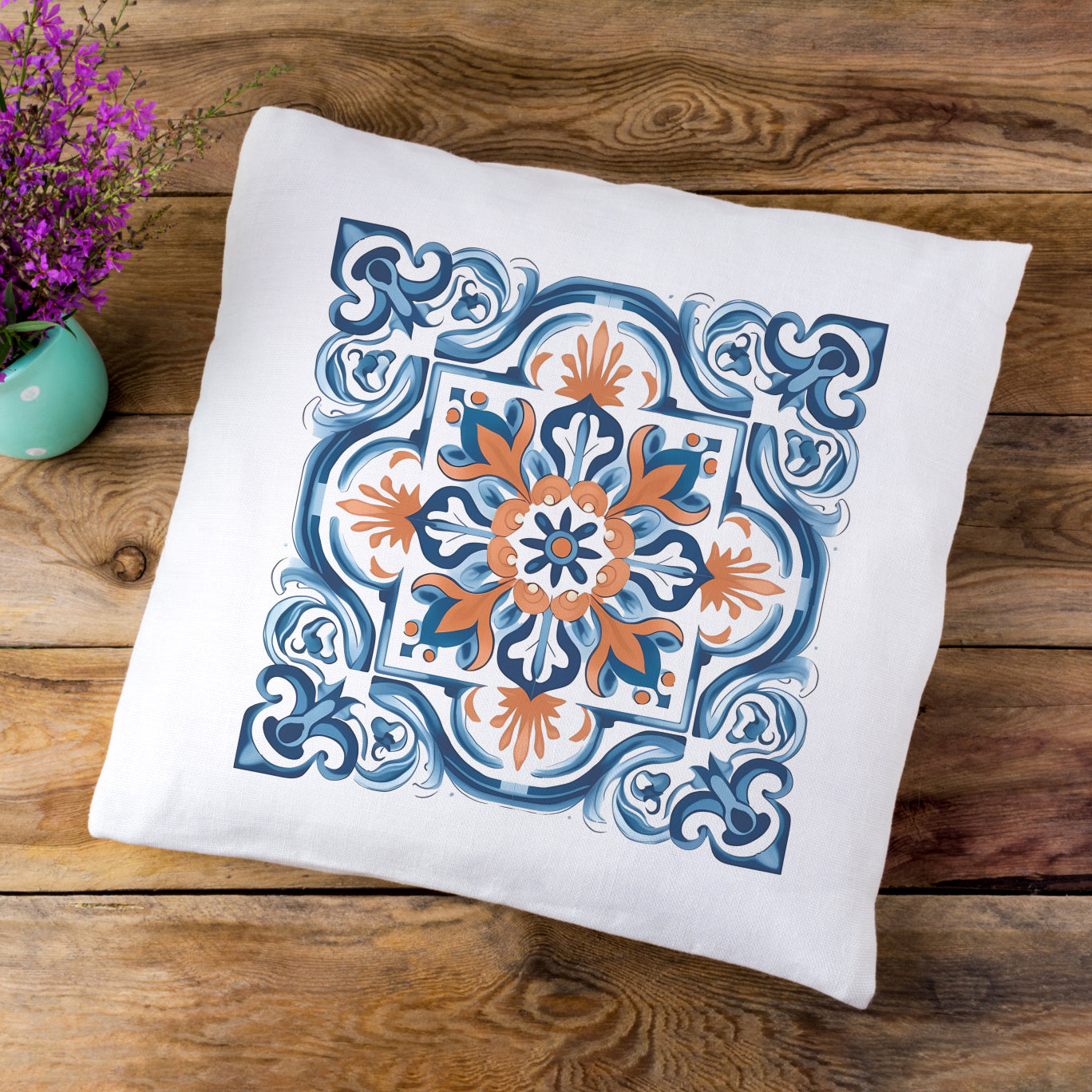 Classic Portuguese Tile Pattern Pillow - Infuse Elegance into Your Home