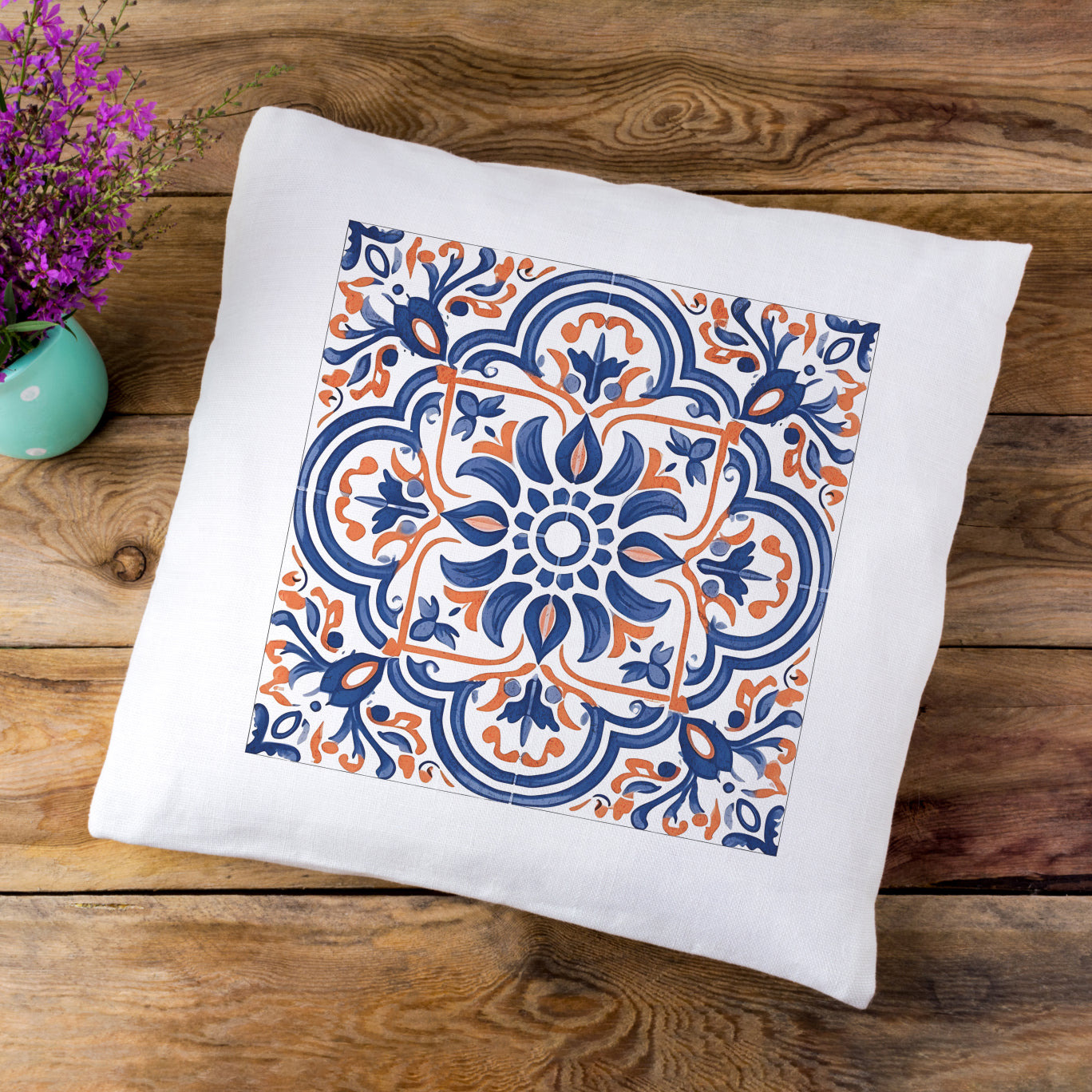 Classic Portuguese Tile Pattern Pillow - Infuse Elegance into Your Home