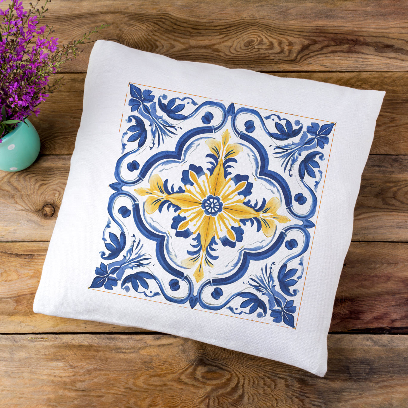 Portuguese Tile Pattern Accent Pillow - Bring the Essence of Portugal Home