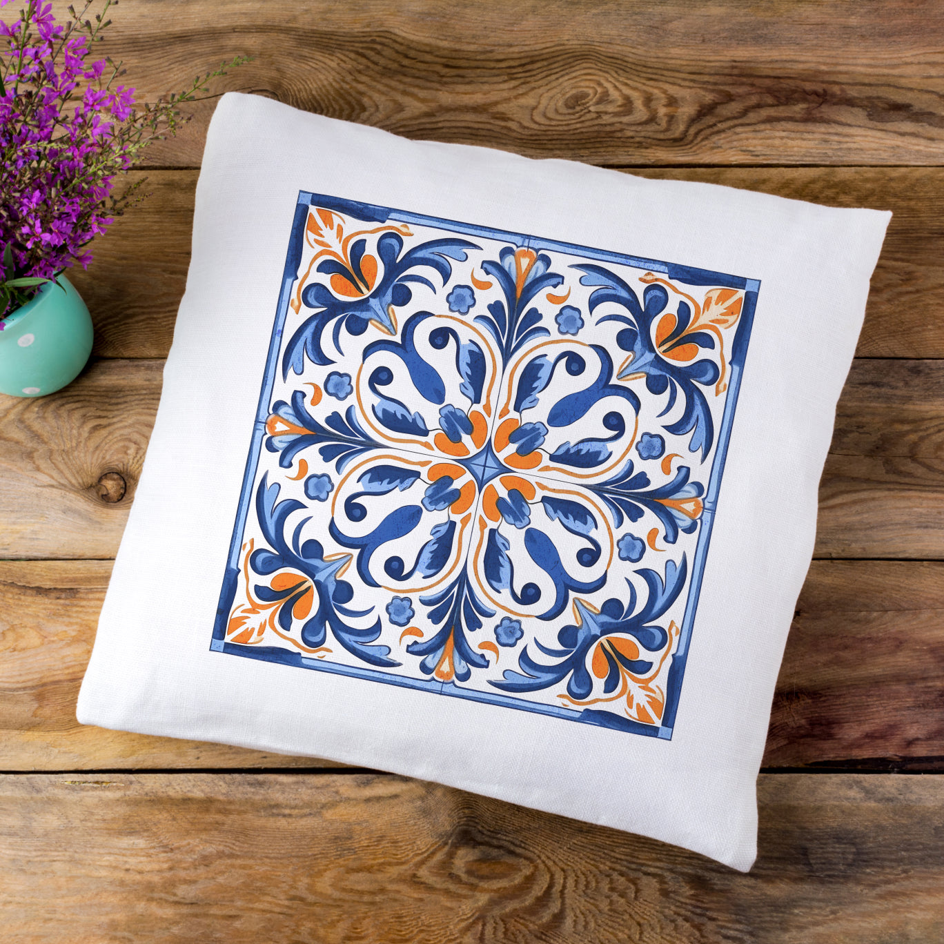 Traditional Portuguese Tile Inspired Pillow - Bring Portugal Home