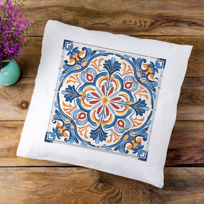 Elegant Tile Design Pillow - Portuguese Artistry for Your Home