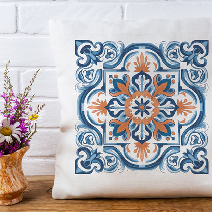 Classic Portuguese Tile Pattern Pillow - Infuse Elegance into Your Home