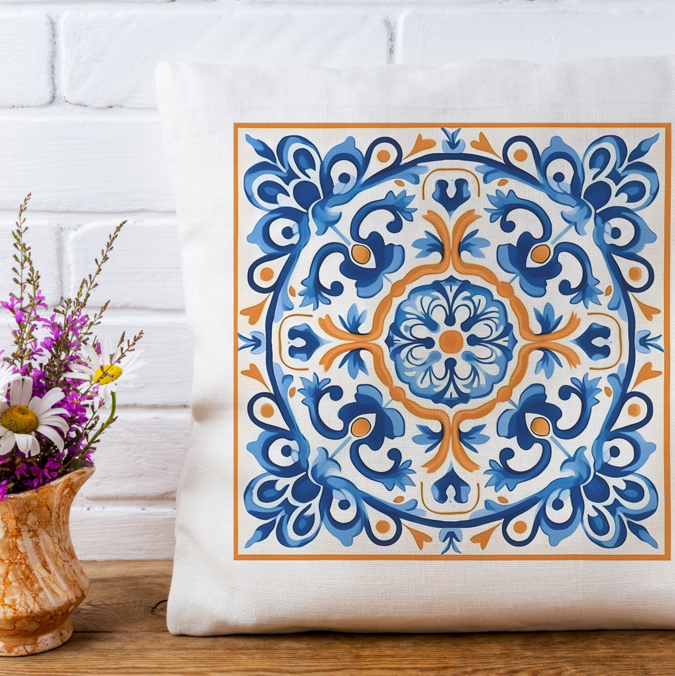 Traditional Portuguese Tile Inspired Pillow - Bring Portugal Home