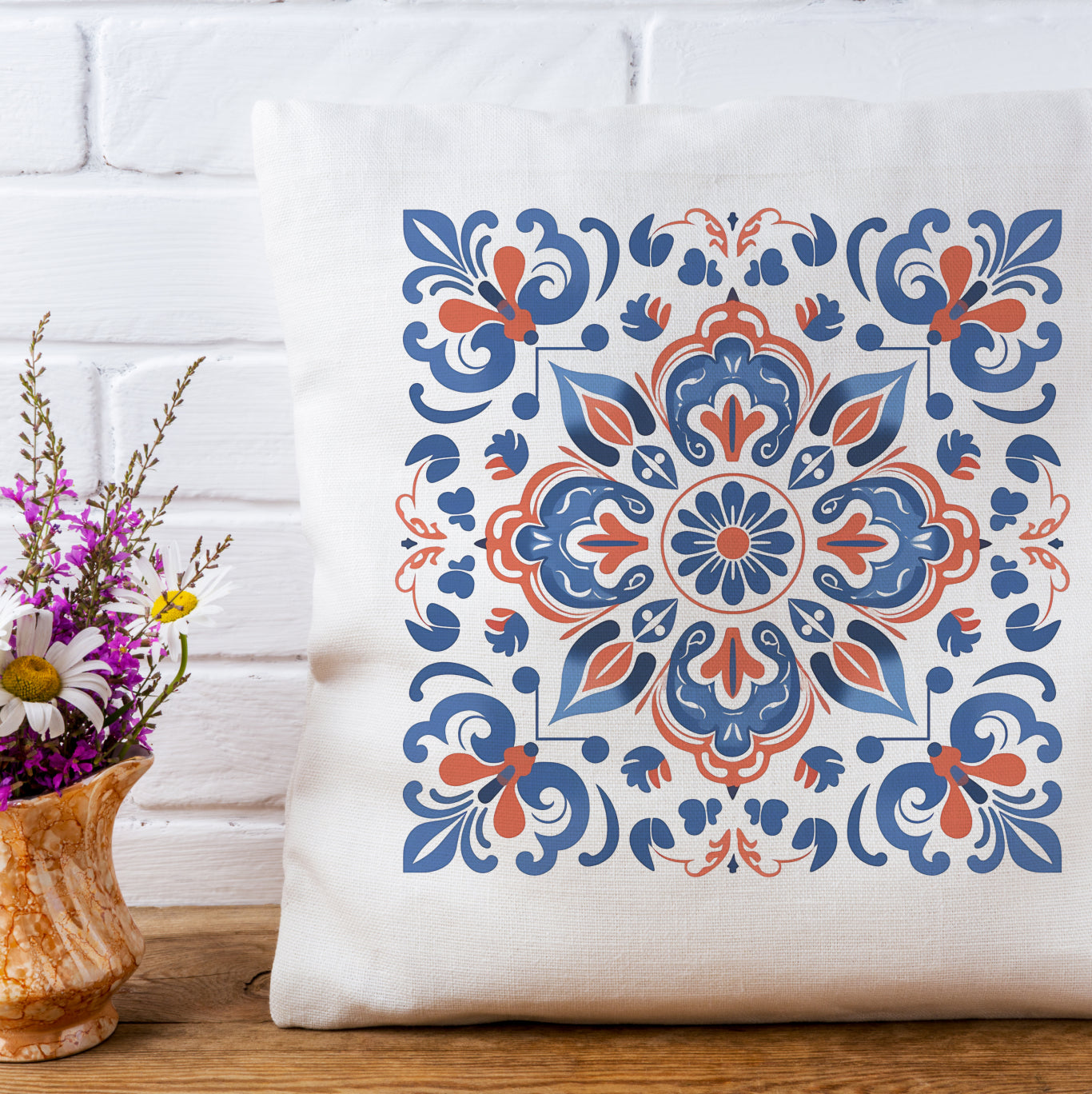 Traditional Portuguese Tile Inspired Pillow - Bring Portugal Home