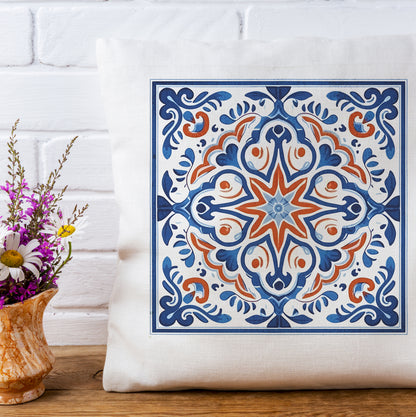 Classic Portuguese Tile Pattern Pillow - Infuse Elegance into Your Home