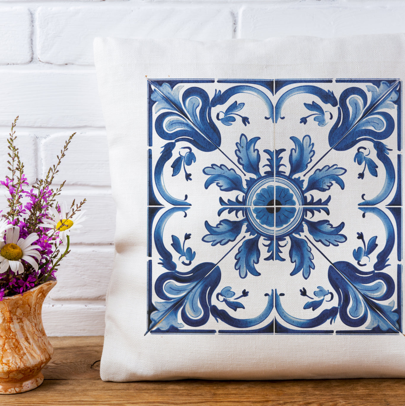 Portuguese Mosaic Tile Pillow - Add a Touch of Portugal to Your Home