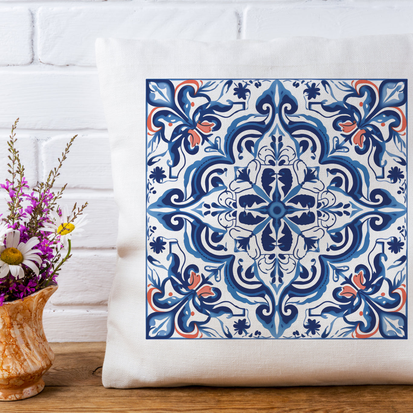 Timeless Tile Design Pillow - Embrace Portuguese Elegance