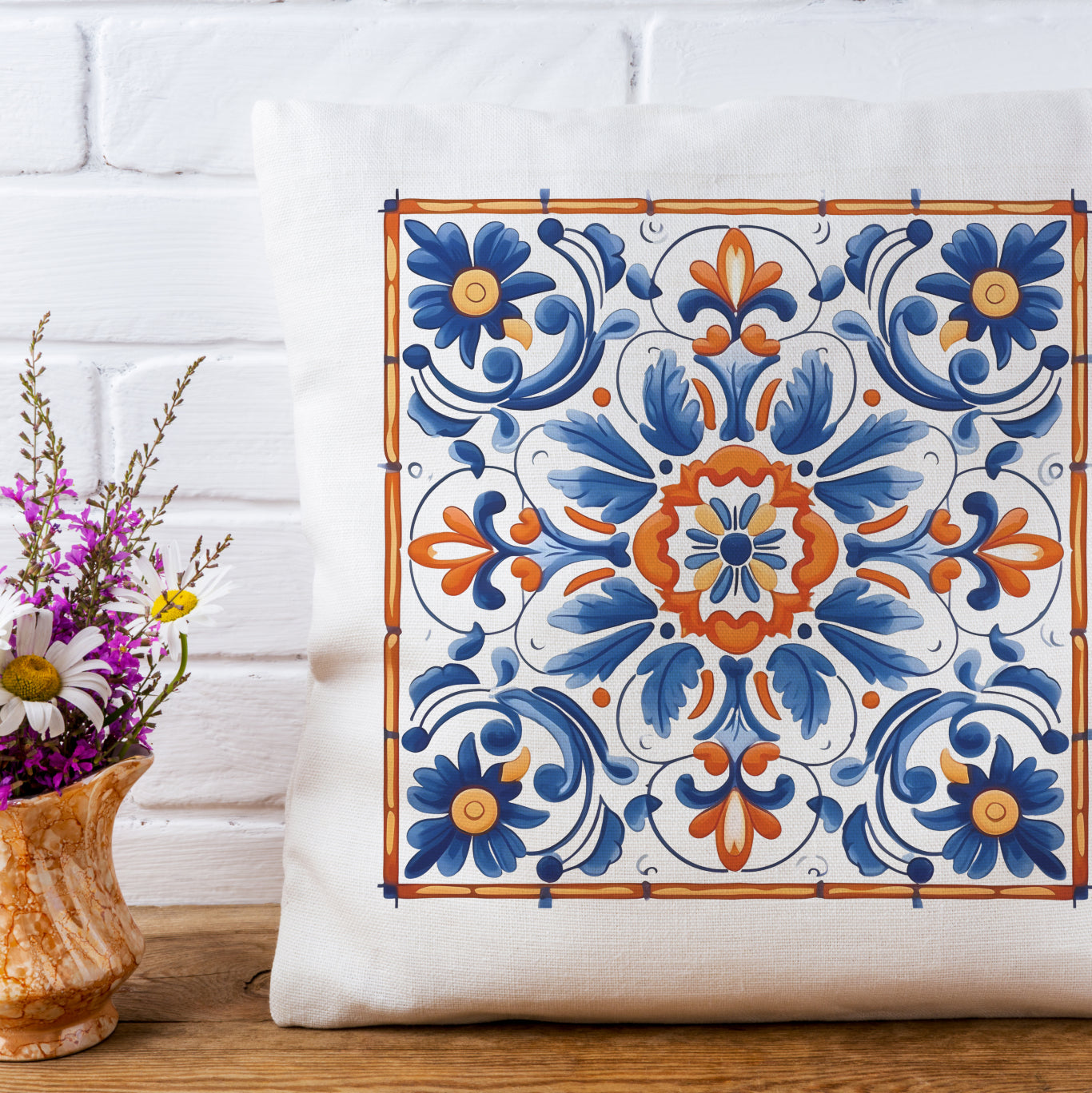 Timeless Tile Design Pillow - Embrace Portuguese Elegance