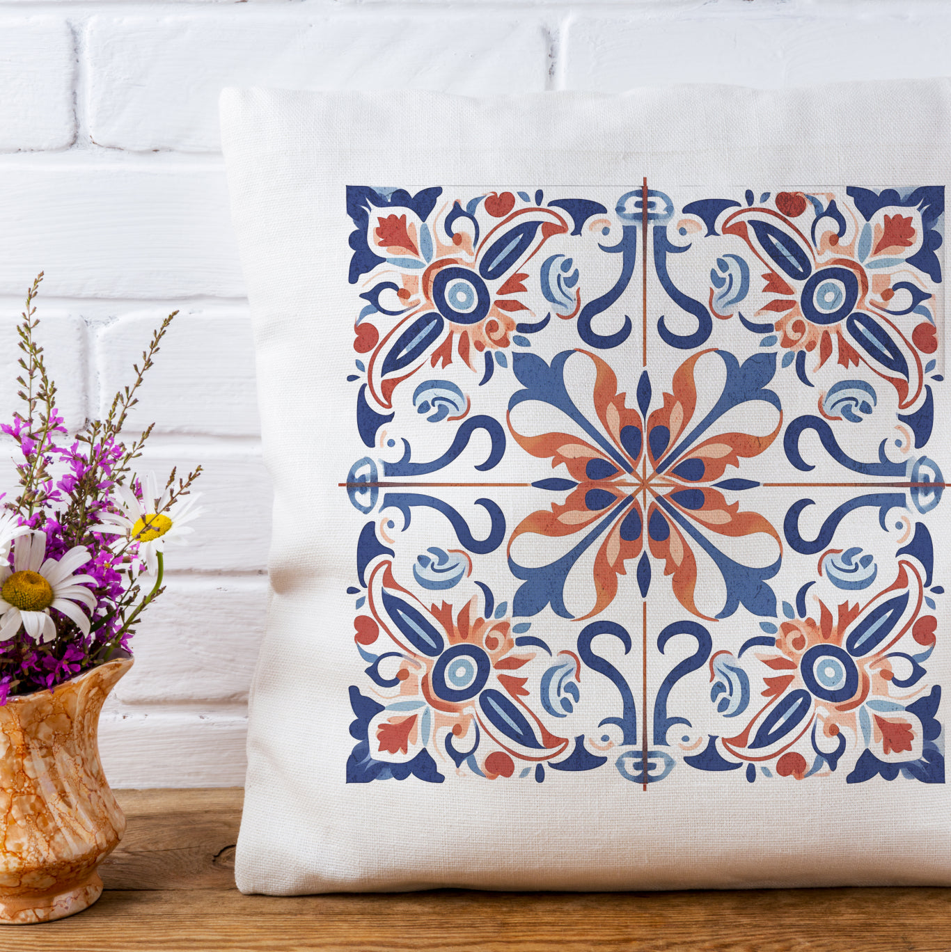 Portuguese Tile Design Pillow - Add a Touch of Portugal to Your Home