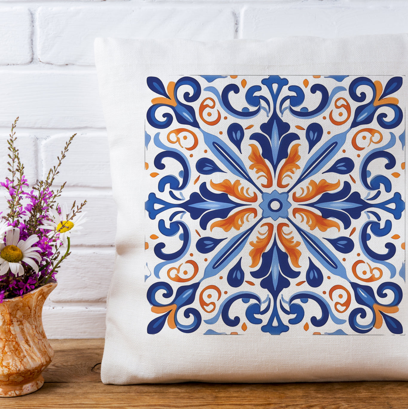 Timeless Tile Design Pillow - Embrace Portuguese Elegance