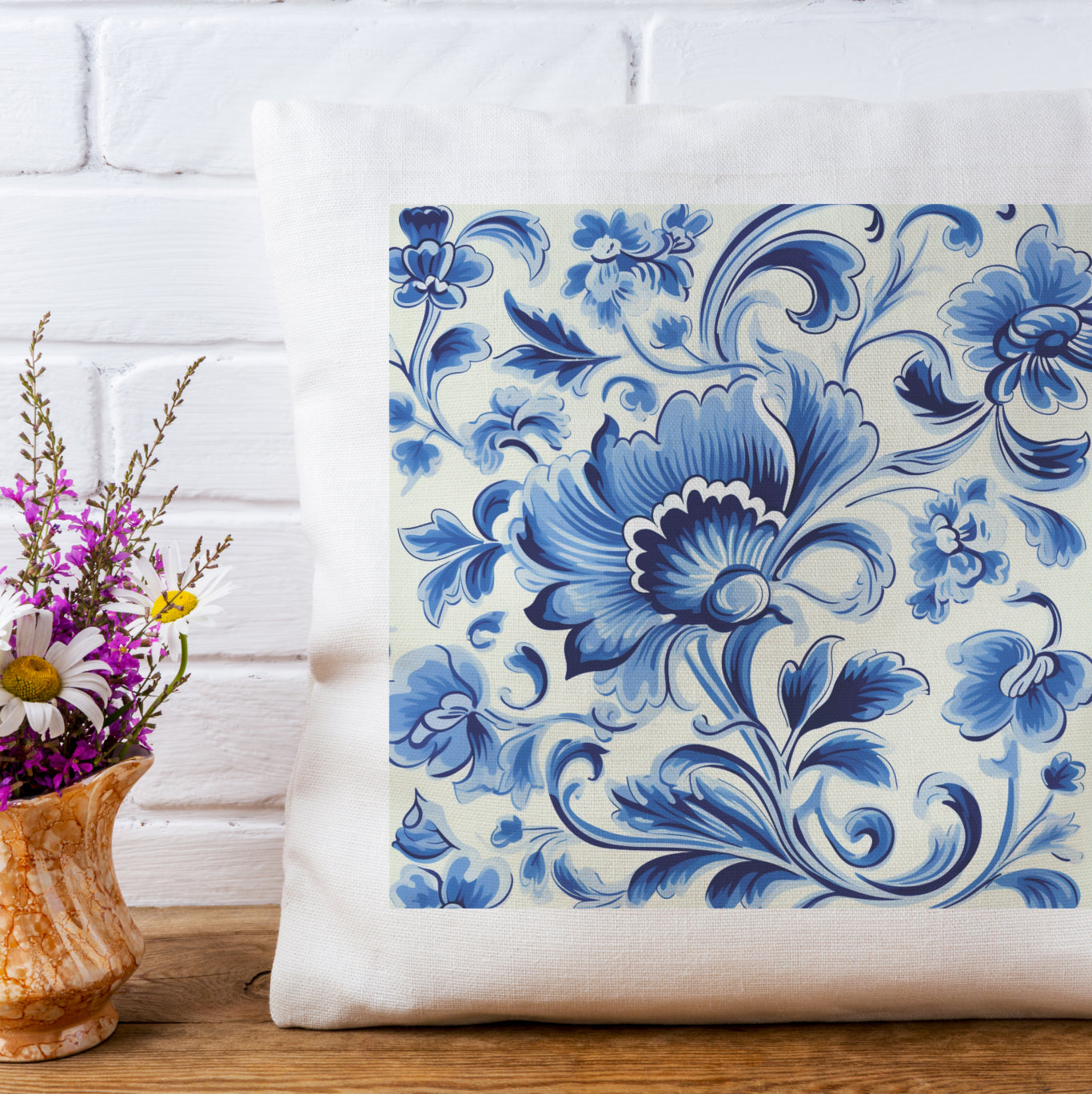 Portuguese Heritage Tile Pillow - Add Cultural Elegance to Your Home