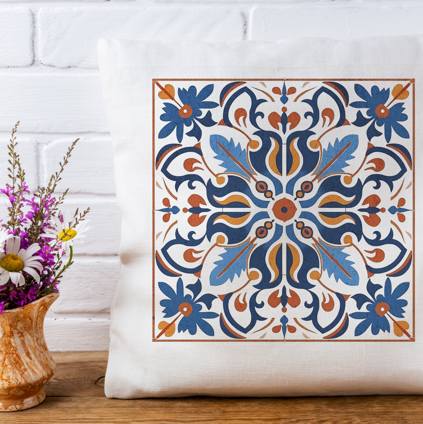 Traditional Portuguese Tile Inspired Pillow - Bring Portugal Home