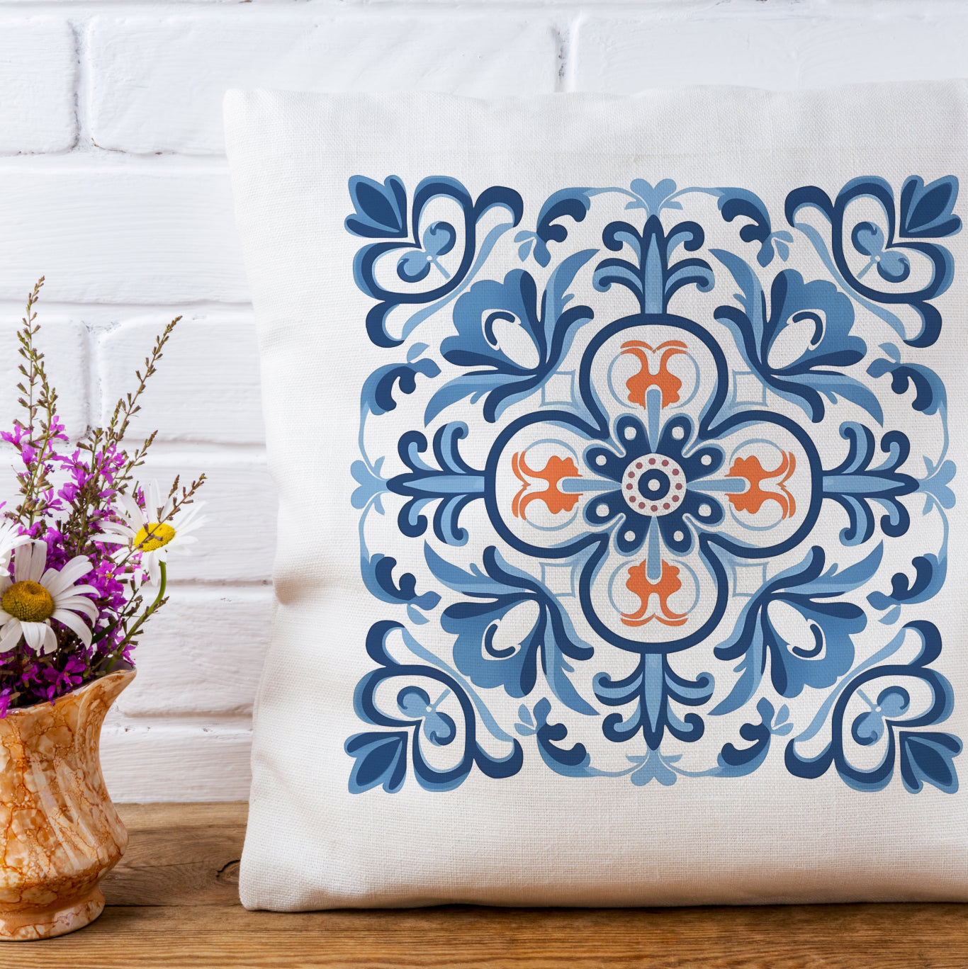 Traditional Portuguese Tile Inspired Pillow - Bring Portugal Home