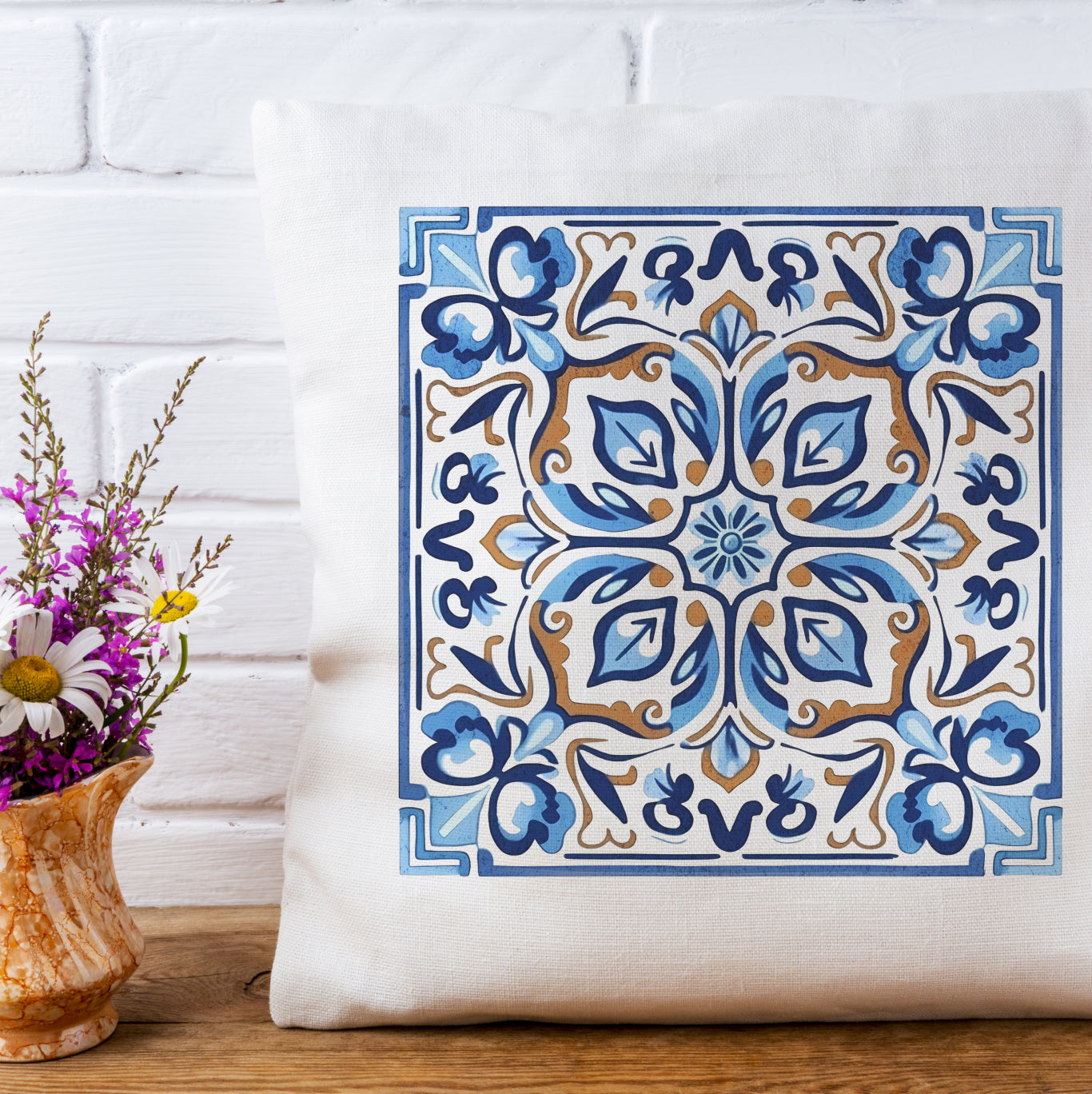 Traditional Portuguese Tile Inspired Pillow - Bring Portugal Home! //Almofada Inspirada nos Azulejos Portugueses-  Traga Portugal para Casa!