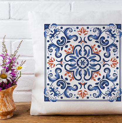 Elegant Tile Pattern Pillow - Portuguese Heritage for Your Home