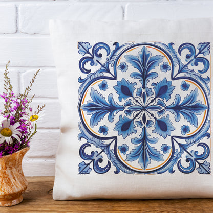 Portuguese Tile Pattern Pillow - Infuse Your Home with Timeless Elegance