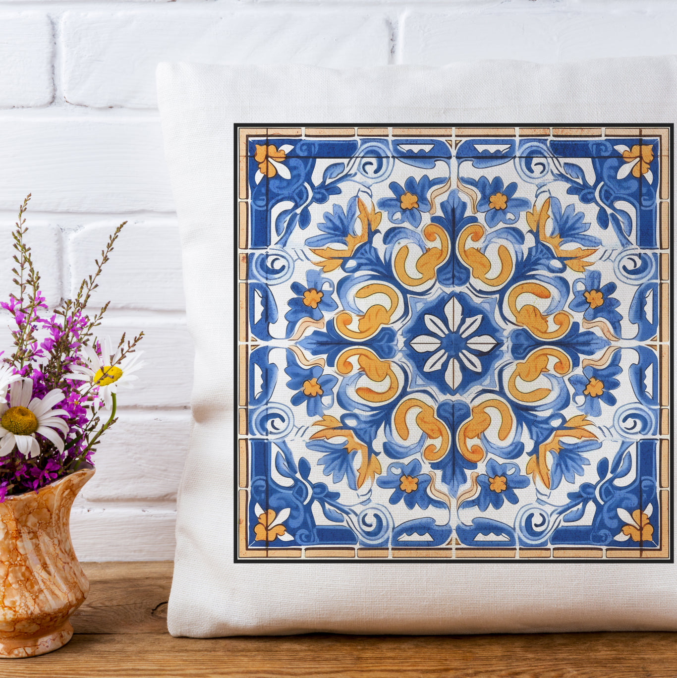 Timeless Tile Design Pillow - Embrace Portuguese Elegance