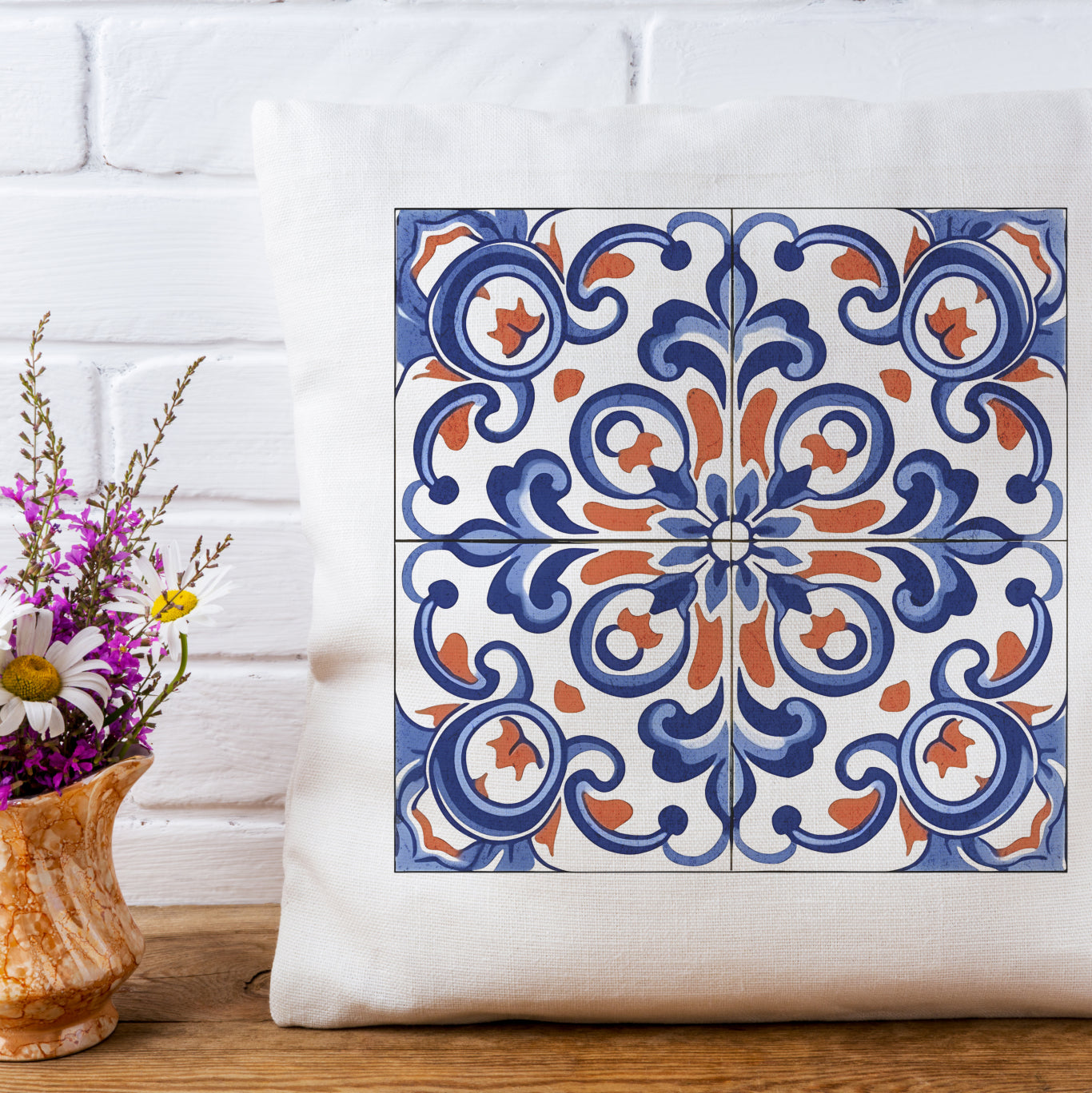 Traditional Portuguese Tile Inspired Pillow - Bring Portugal Home