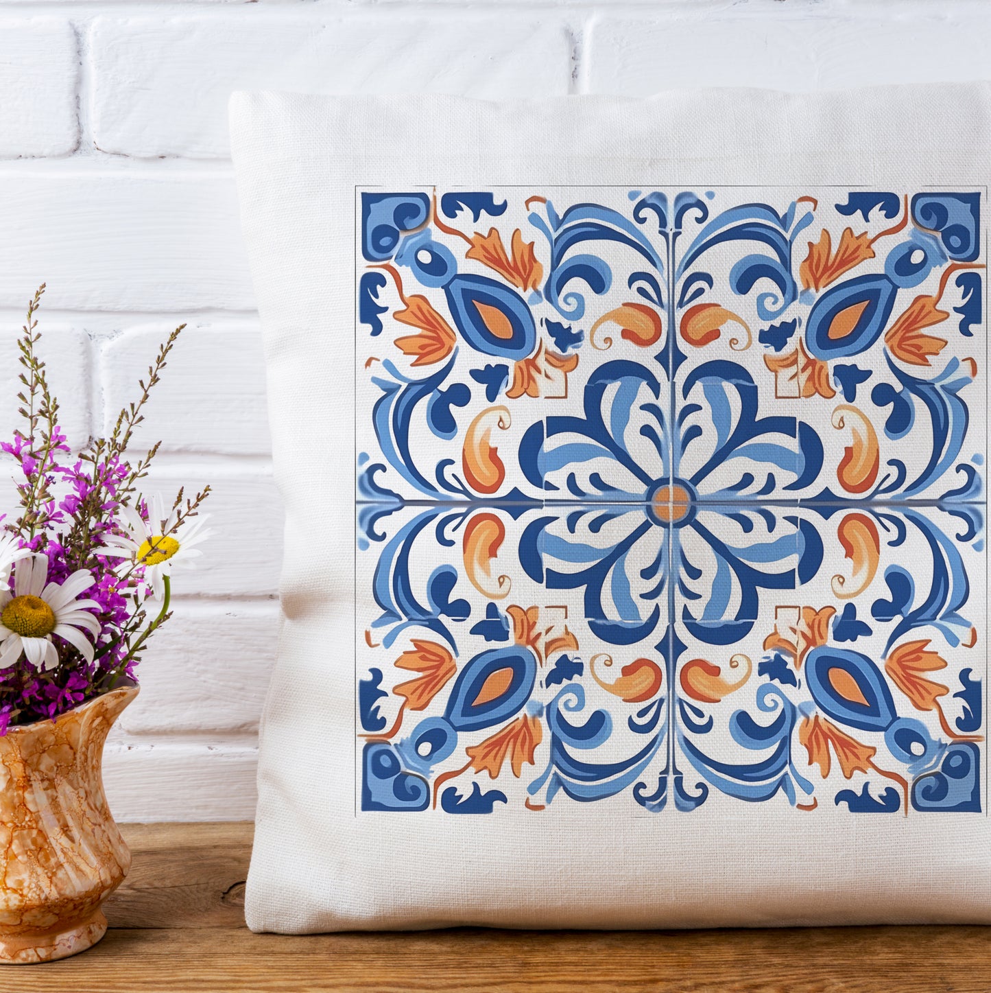 Traditional Portuguese Tile Inspired Pillow - Bring Portugal Home