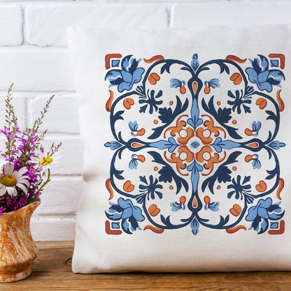 Classic Portuguese Tile Pattern Pillow - Infuse Elegance into Your Home