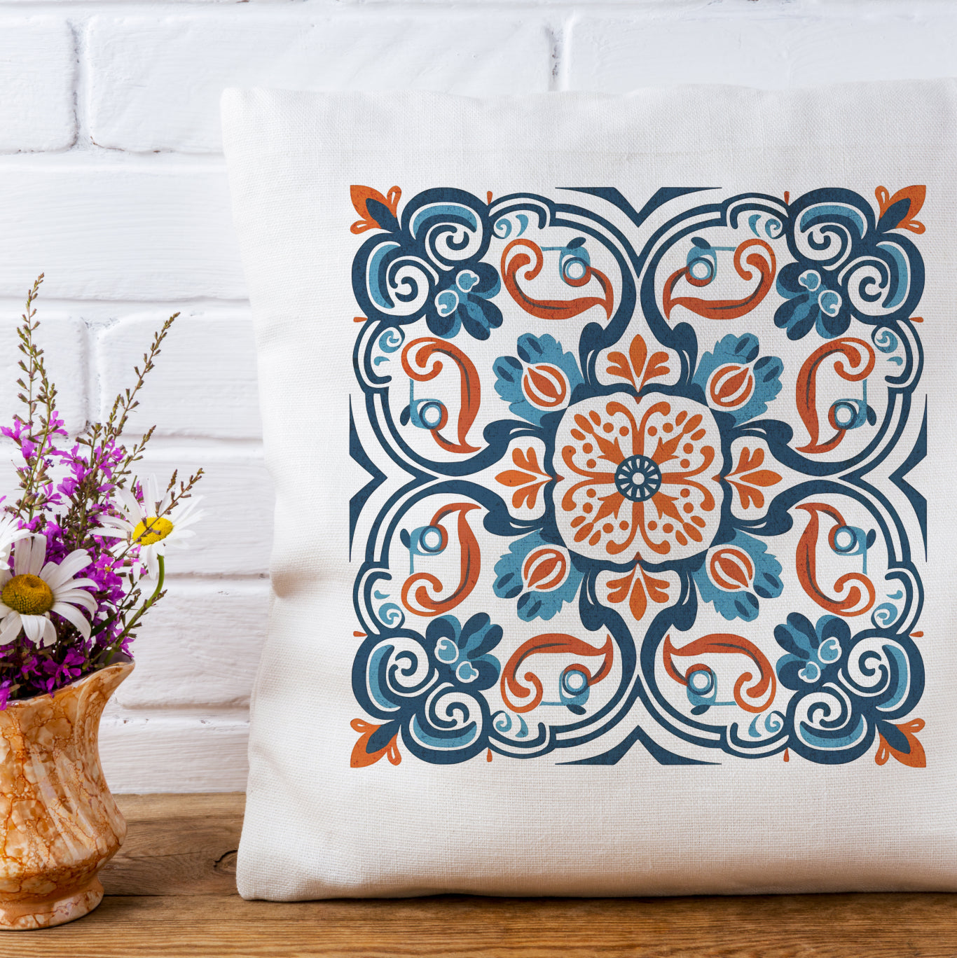 Portuguese Heritage Tile Pillow - Infuse Your Space with Timeless Elegance