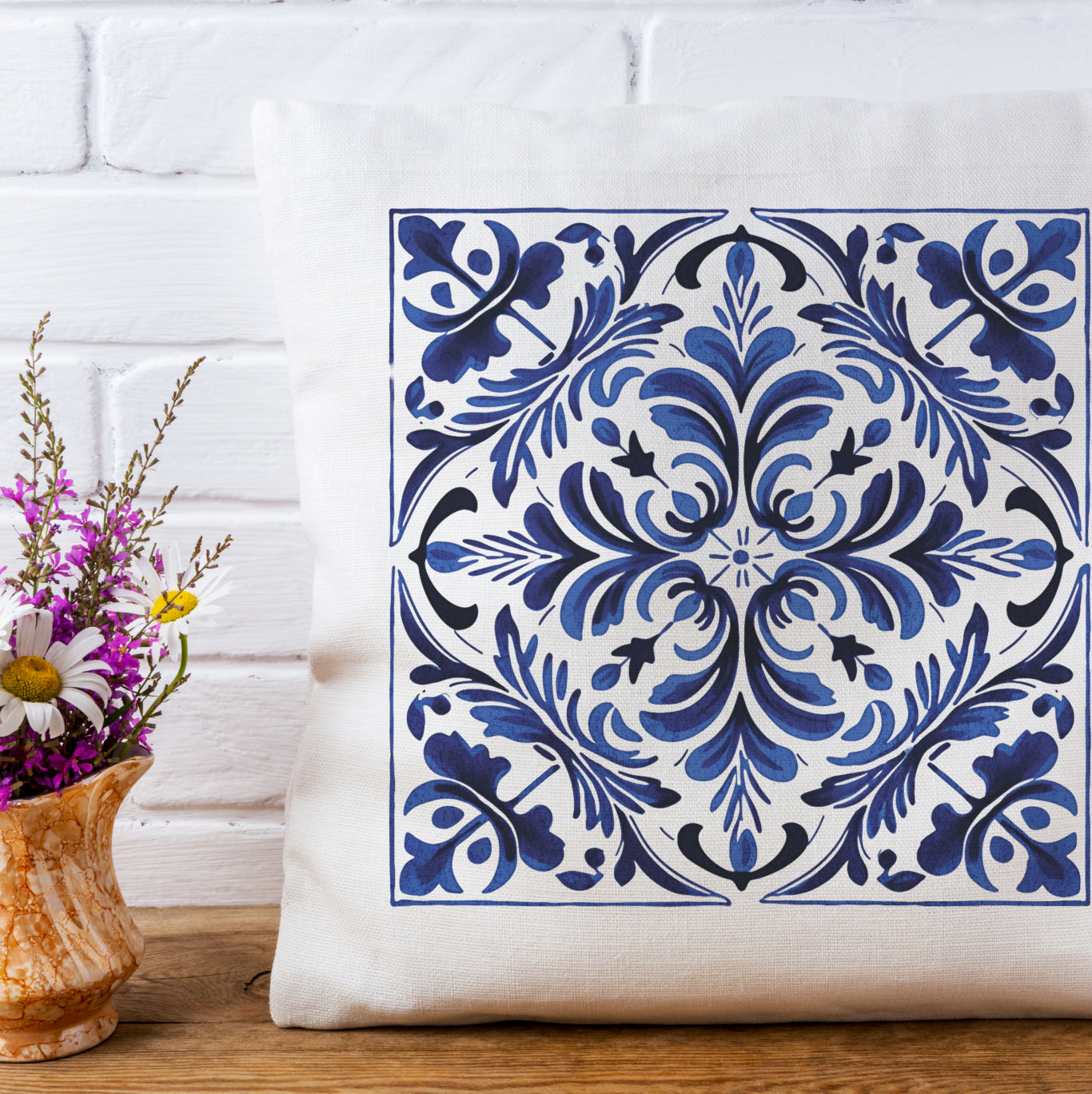 Portuguese Tile Pattern Throw Pillow - Infuse Your Home with Portuguese Culture