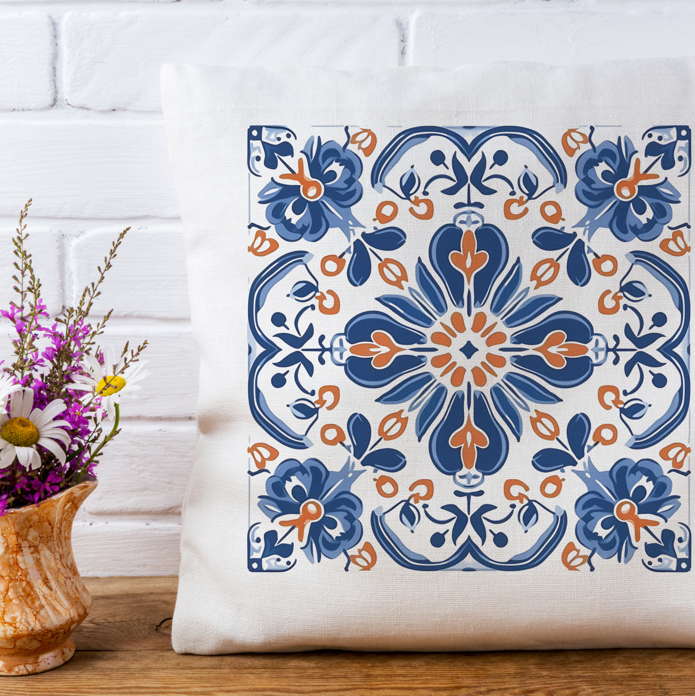 Traditional Portuguese Tile Inspired Pillow - Bring Portugal Home