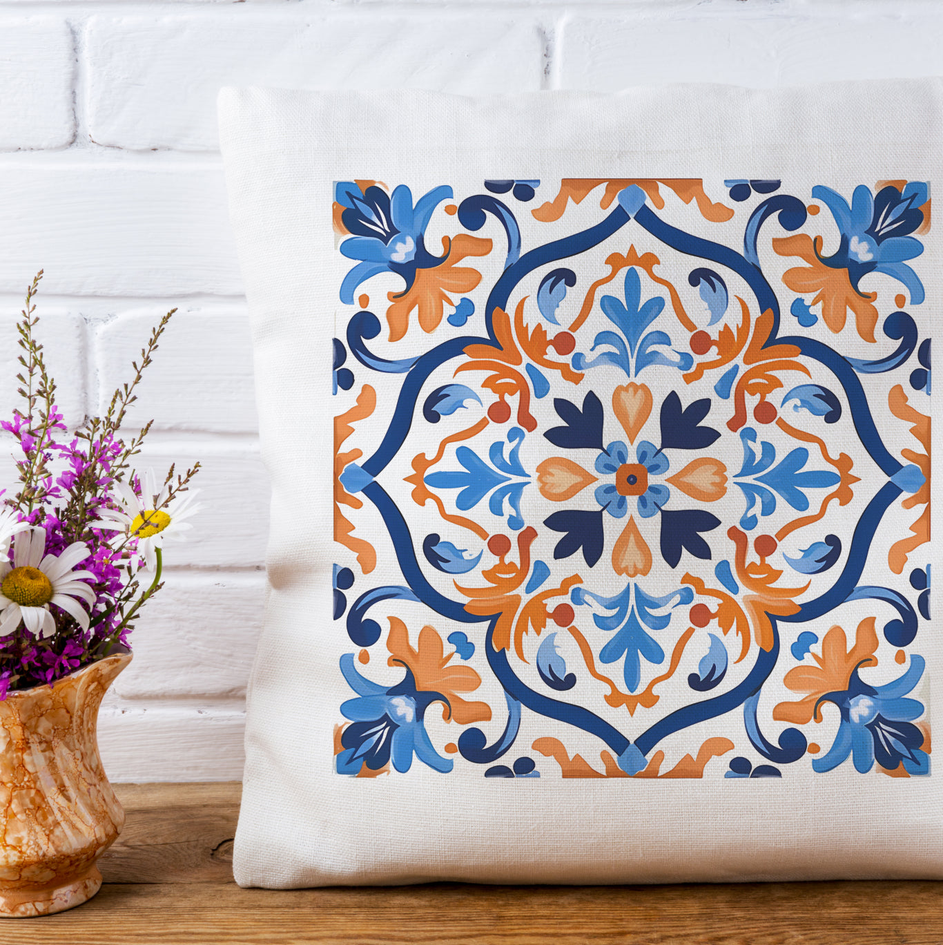 Timeless Tile Design Pillow - Embrace Portuguese Elegance