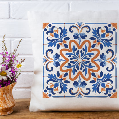 Authentic Tile Pattern Pillow - Bring Portugal's Charm to Your Home