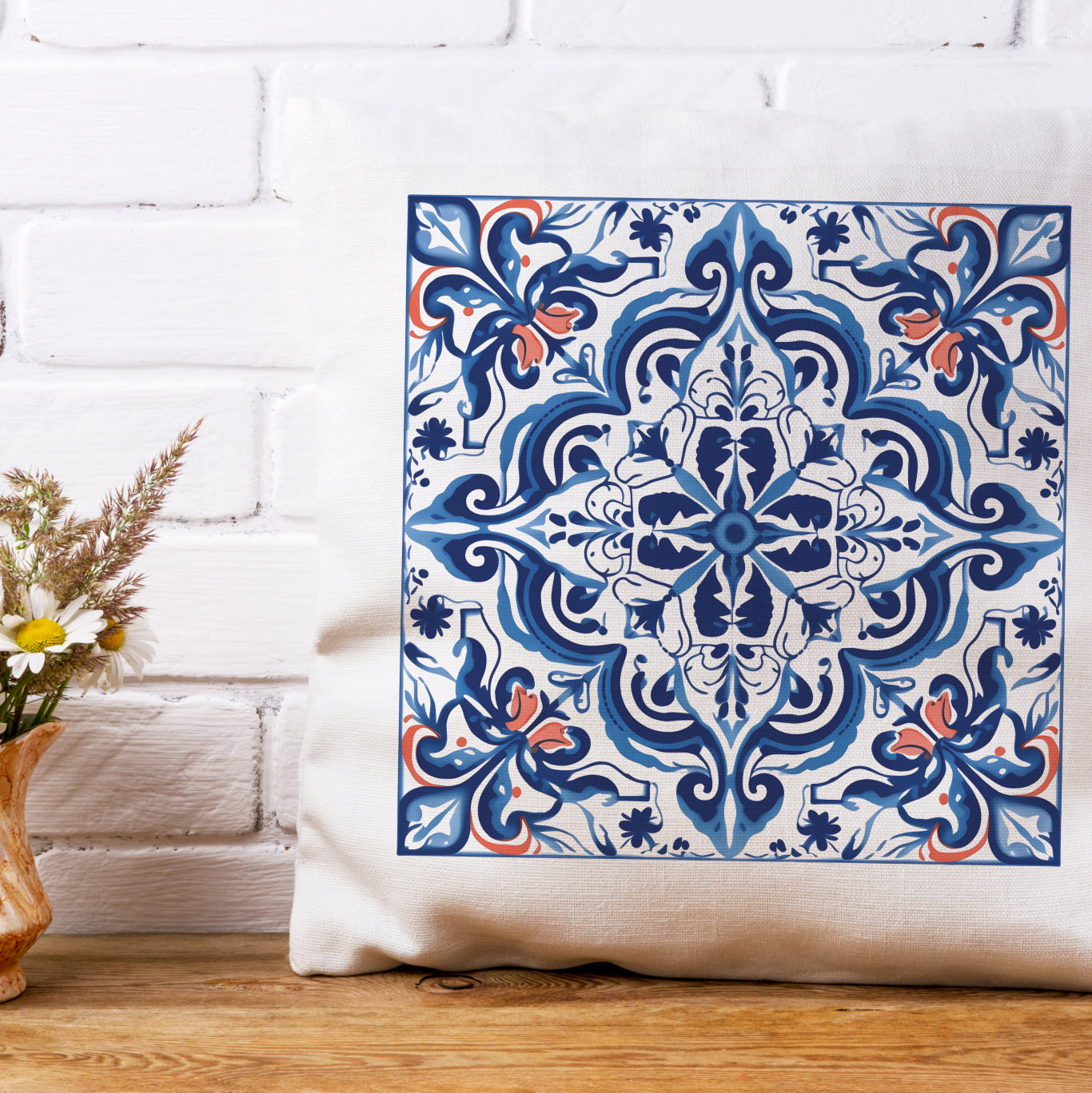 Timeless Tile Design Pillow - Embrace Portuguese Elegance