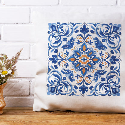 Authentic Portuguese Tile Pattern Pillow - Infuse Your Home with Elegance