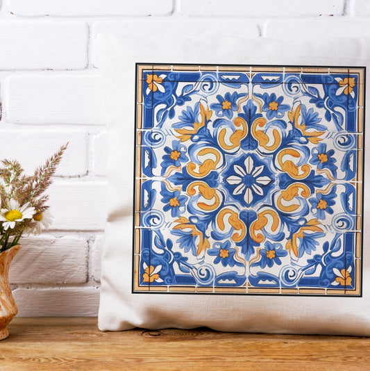 Timeless Tile Design Pillow - Embrace Portuguese Elegance