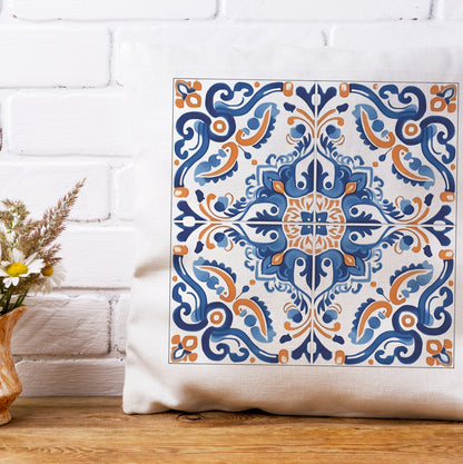 Elegant Portuguese Tile Design Pillow - Bring the Beauty of Portugal Home