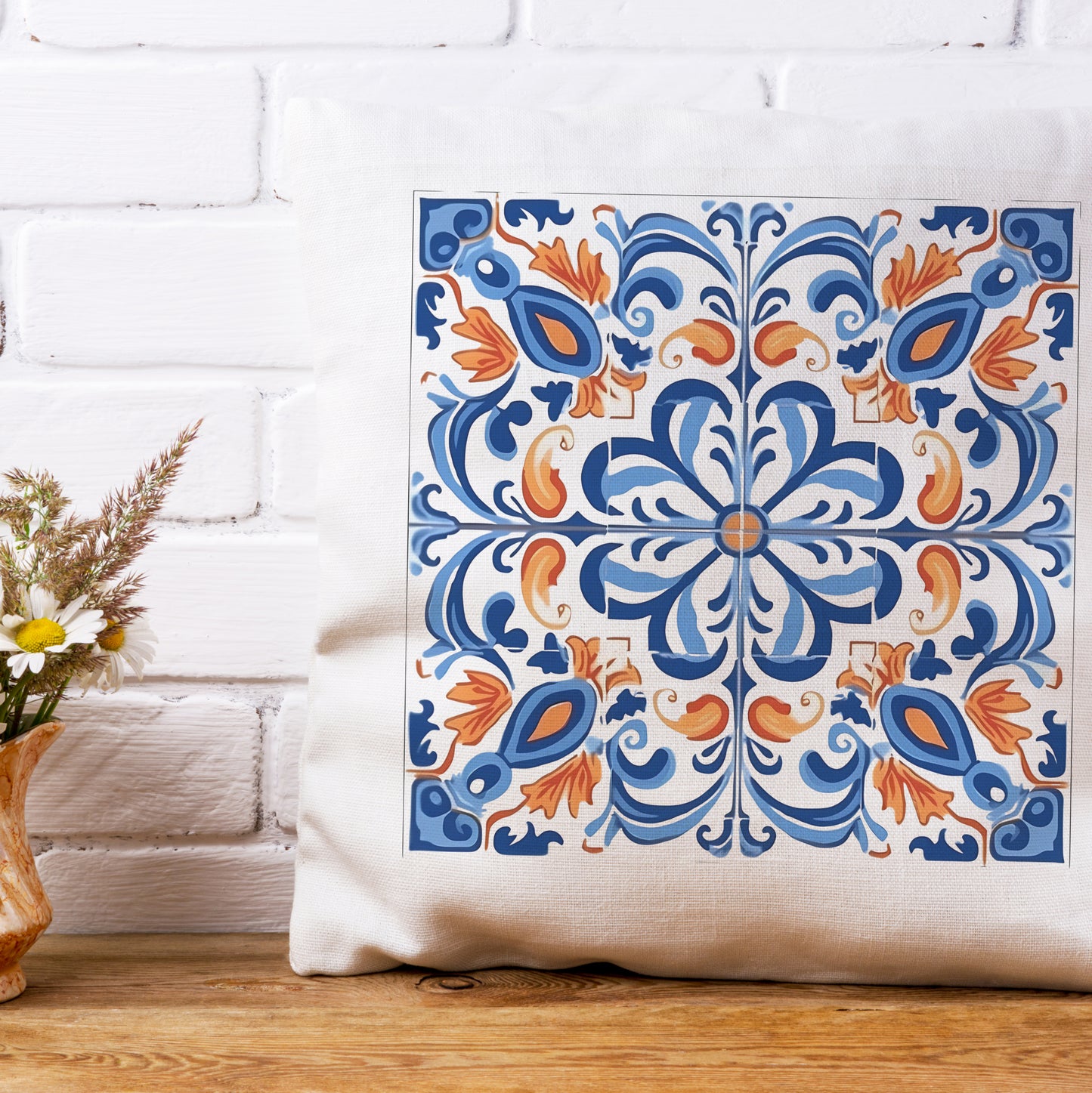 Traditional Portuguese Tile Inspired Pillow - Bring Portugal Home