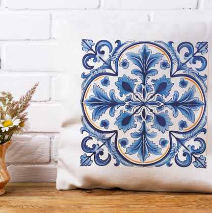 Portuguese Tile Pattern Pillow - Infuse Your Home with Timeless Elegance